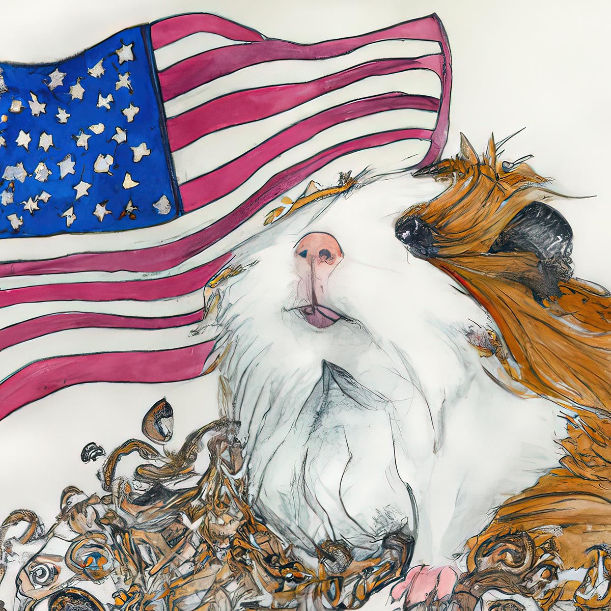 Guinea pig Veterans Day Illustration from CavyArt