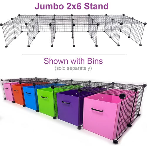 Jumbo C&C Cage Stand - Cagetopia - shown with bins