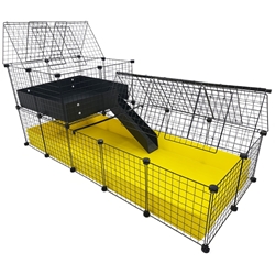Cagetopia XL 2x5 grid C&C Guinea Pig Cage Covered with Wide Loft - propped open