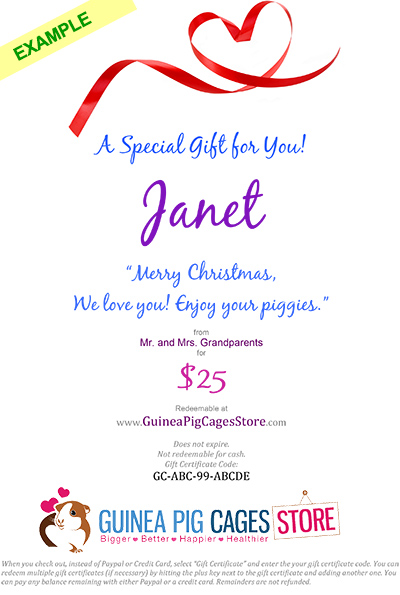 Gift Certificate for Guinea Pig Cages Store