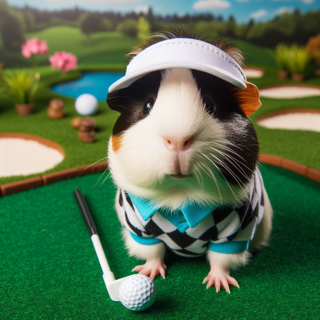 guinea pig golfing - golfer