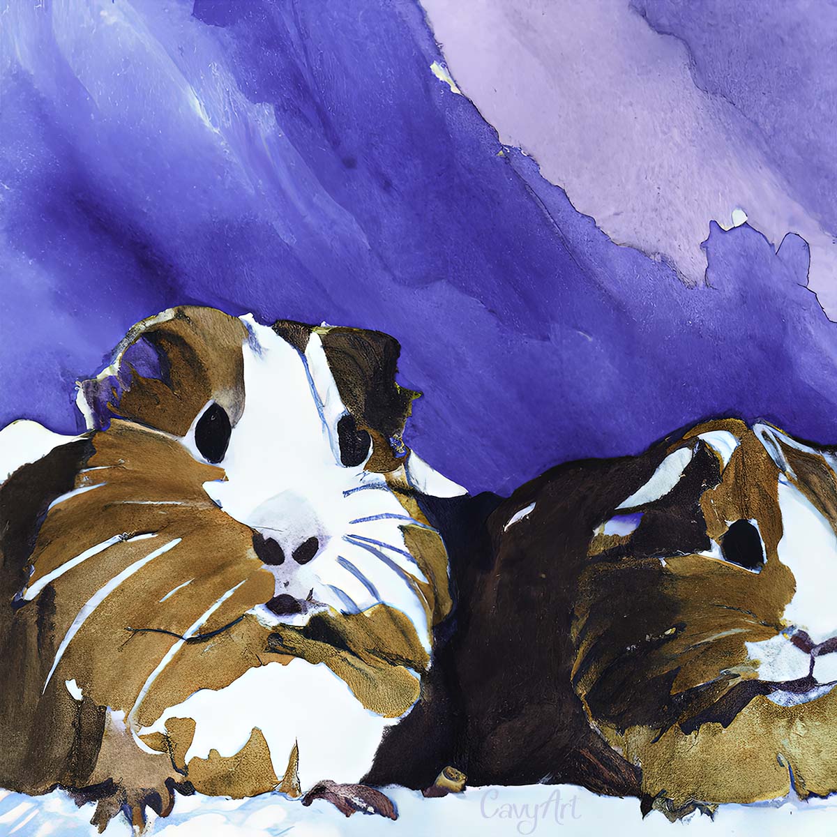 Two Guinea pig profiles illustration from CavyArt