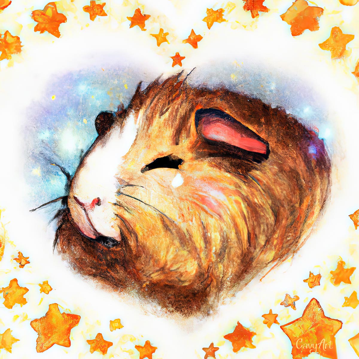 Pretty Guinea pig with stars Illustration from CavyArt